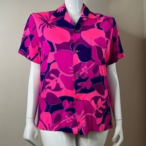 Vintage Hawaiian Flower Power Button Up, Size XL